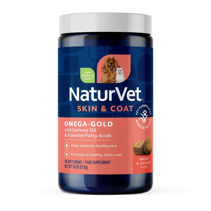 NaturVet Omega Gold Plus Salmon Oil Soft Chews, 180 Ct