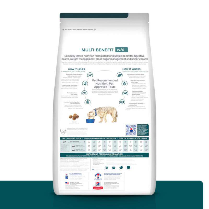 Hill's Prescription Diet w/d Multi-Benefit Digestive/Weight/Glucose/Urinary Management Chicken Flavor Dry Dog Food, 27.5 lbs