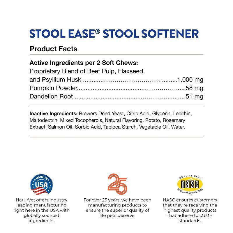 NaturVet Stool Ease for Dogs, 40 Soft Chews