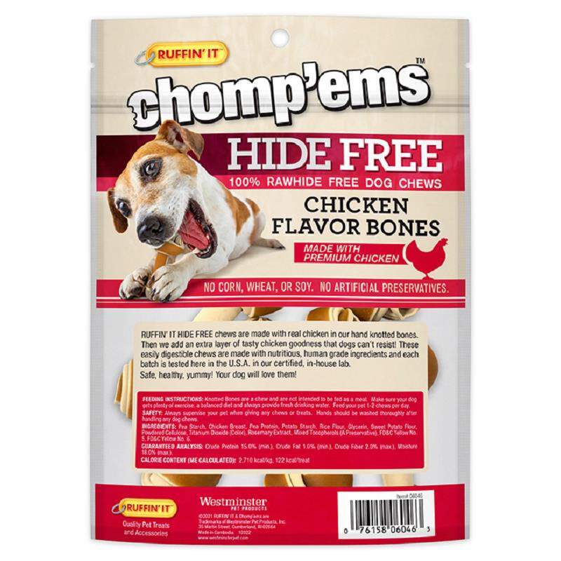 Chomp'ems Hide Free Knot Bones Two Tone Chicken, 6 count