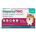 Simparica Trio Chewable Tablets for Dogs 22.1-44 lbs Blue, 6 Month Supply