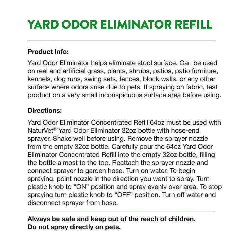 NaturVet Yard Odor Eliminator Stool and Urine Deodorizer Refill, 64 oz
