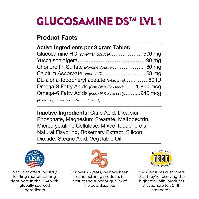 NaturVet Glucosamine DS Level 1 Chew Tabs