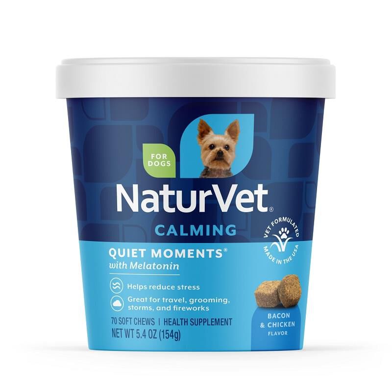 NaturVet Quiet Moments Calming Aid Plus Melatonin Soft Chews for Dogs
