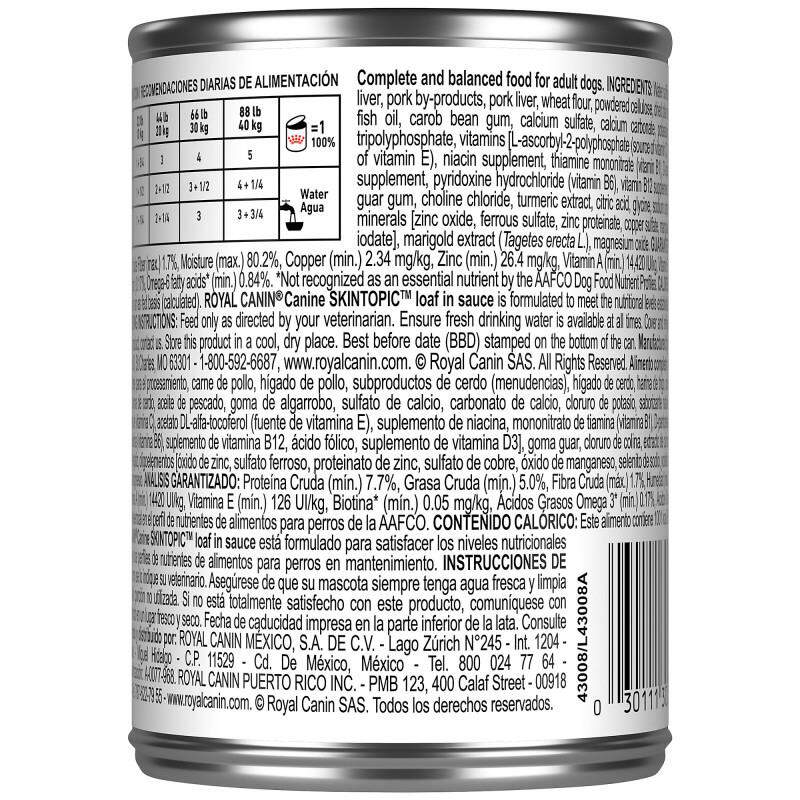 Royal Canin Veterinary Diet Skintopic Loaf in Sauce Adult Canned Dog Food, 24 x 13.5 oz cans