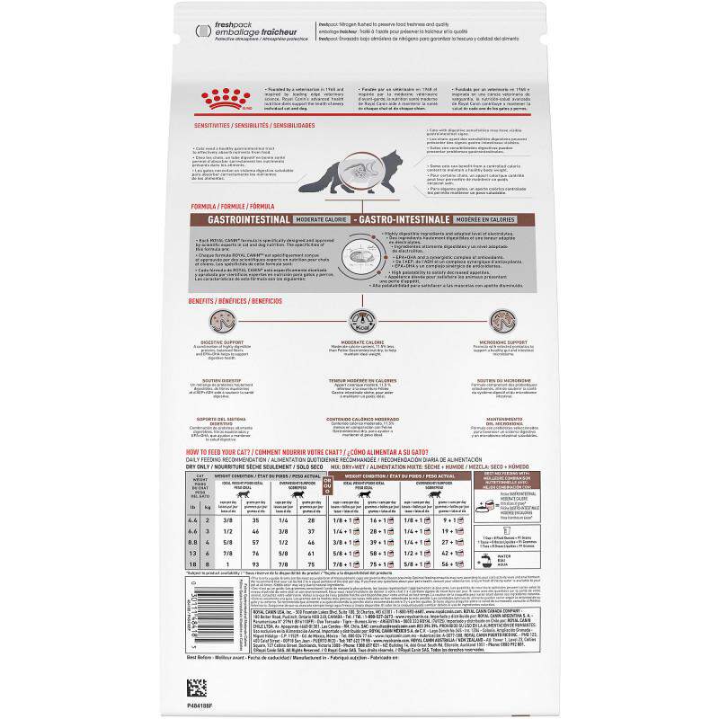Royal Canin Veterinary Diet Adult Gastrointestinal Moderate Calorie Dry Cat Food, 7.7 lb bag
