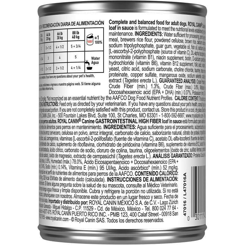 Royal Canin Veterinary Diet Adult Gastrointestinal High Fiber Loaf in Sauce Canned Dog Food, 24 x 13.5 oz cans
