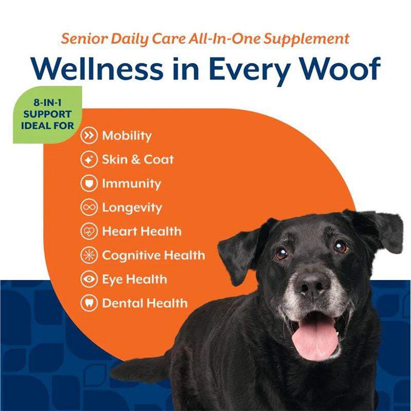 NaturVet Senior Dog Daily Care All-In-One Supplement with  8-in-1 Support, Hickory Smoked Bacon Flavor, 60 Soft Chews