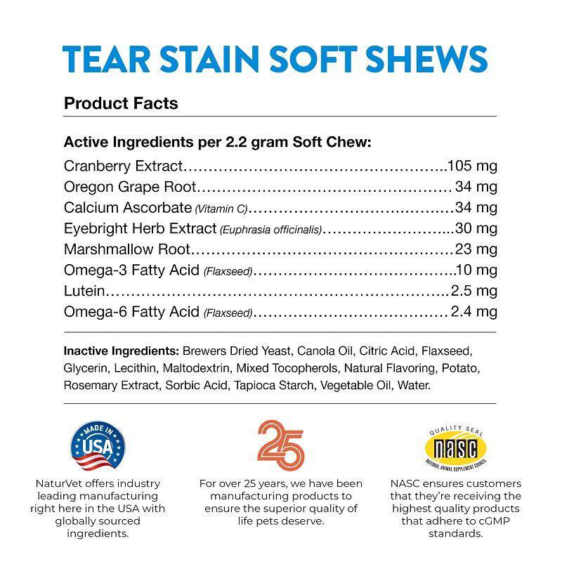 NaturVet Tear Stain Plus Lutein 70 Soft Chews