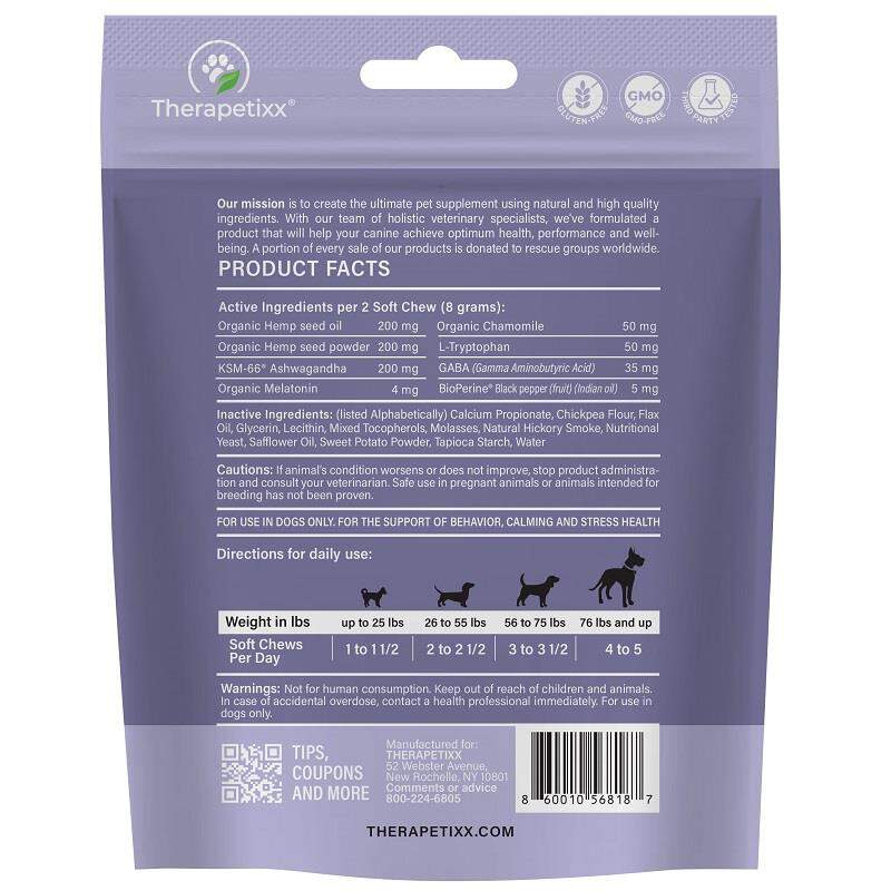 Calming Hemp Oil + KSM-66 Ashwagandha Soft Chews for Dogs, 60 ct