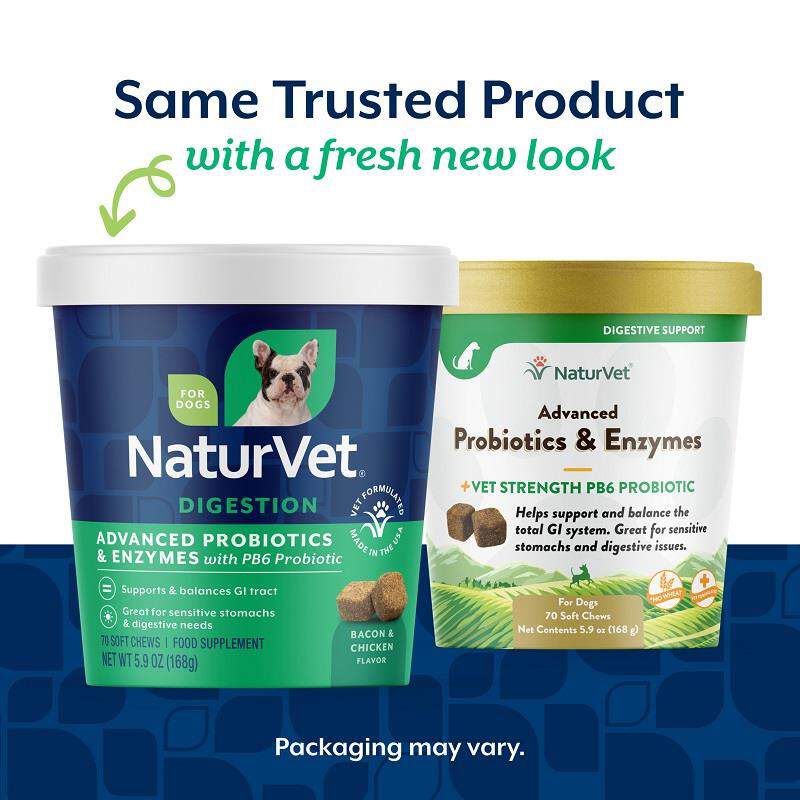 NaturVet Advanced Probiotics & Enzymes Plus Vet Strength PB6 Probiotic Soft Chews for Dogs