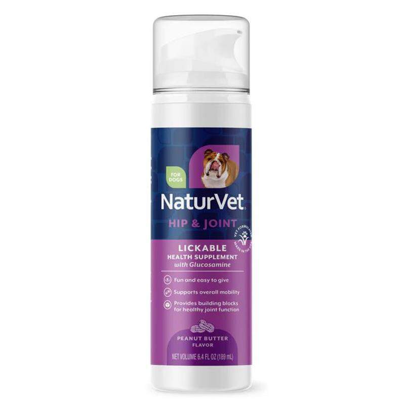 NaturVet Lickable Hip & Joint Health Supplement for Dogs, Peanut Butter Flavor, 6.4 fl oz