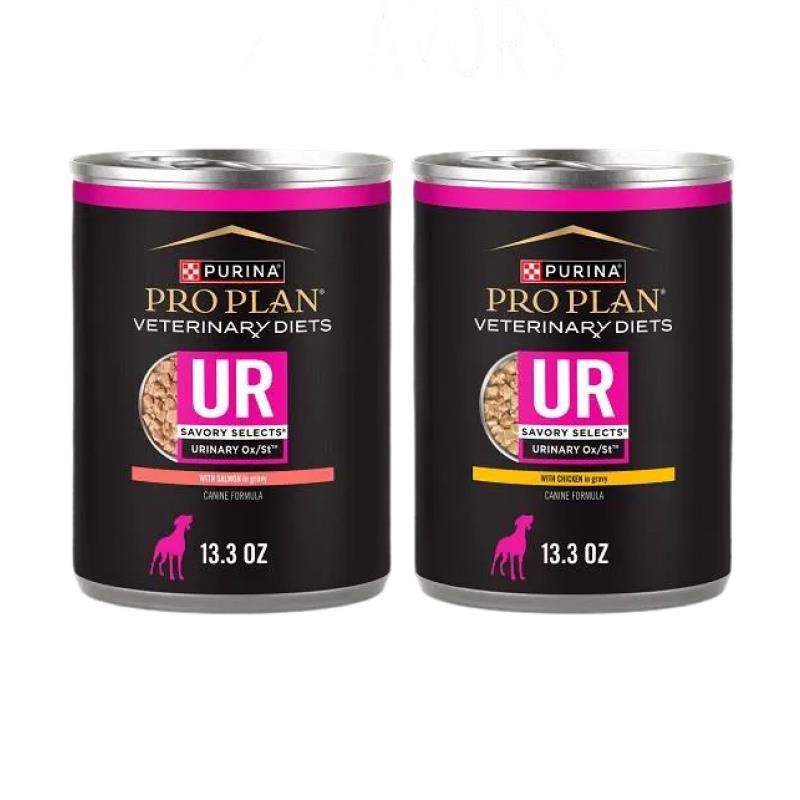Purina Pro Plan Veterinary Diets UR Urinary Ox/St Savory Selects with Chicken + Salmon Wet Dog Food Variety Pack, 12 x 13.3 oz cans