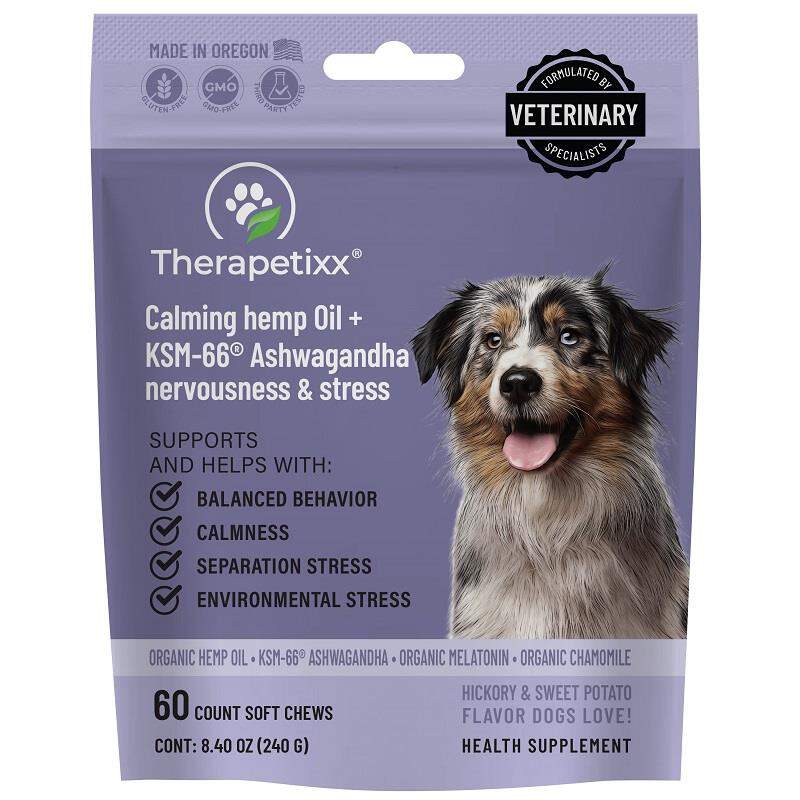 Calming Hemp Oil + KSM-66 Ashwagandha Soft Chews for Dogs, 60 ct