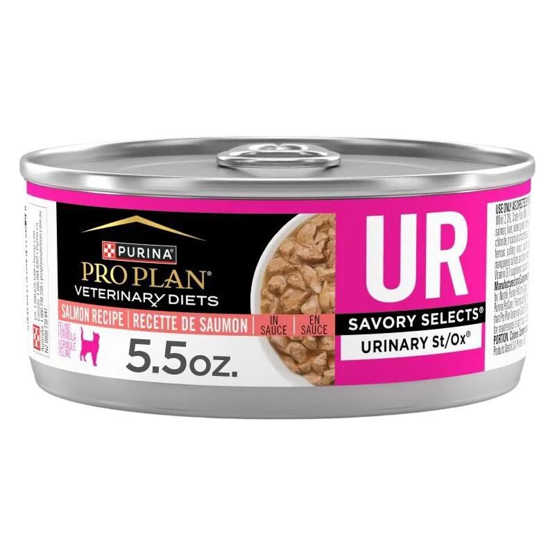 Purina Pro Plan Veterinary Diets UR Savory Selects Urinary St/Ox Salmon Recipe in Sauce Adult Cat Food, 24 x 5.5 oz cans