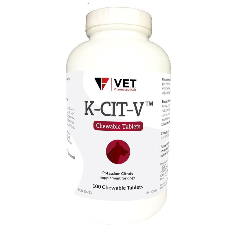 K-CIT-V Potassium Citrate for Dogs, 100 Chewable Tablets
