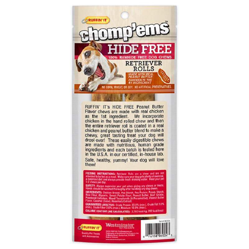 Chomp'ems Hide Free Peanut Butter Rolls 7", 2 count