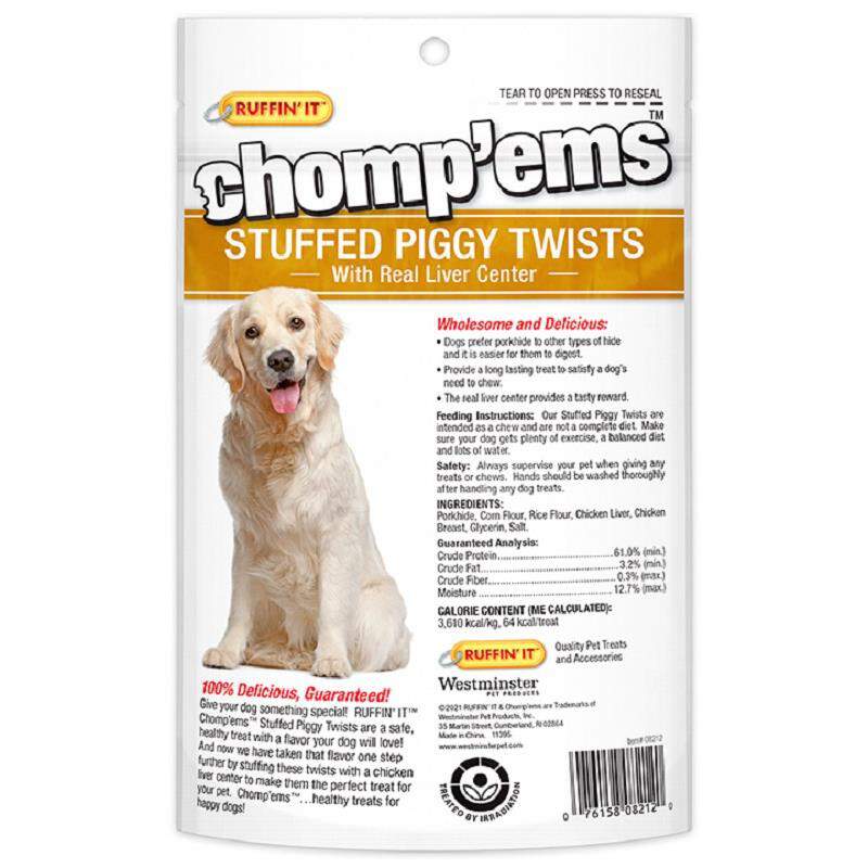 Chomp'ems Pork Stuffed Piggy Twists, 12 pack