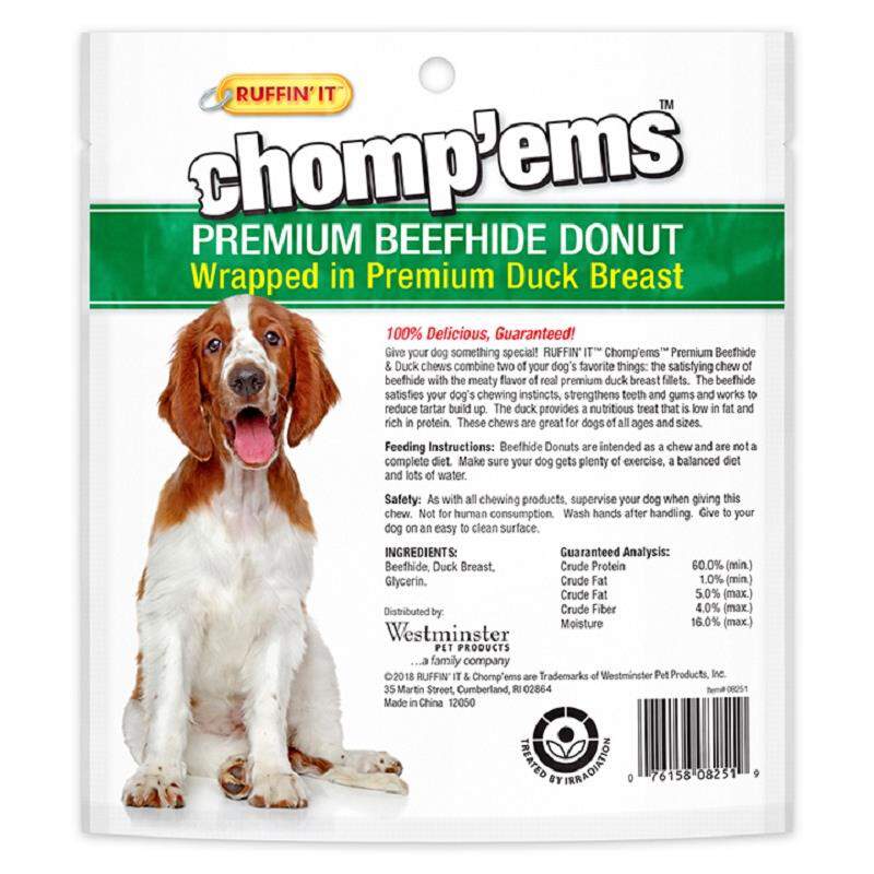 Chomp'ems BeefHide Donut with Duck, 1 pack
